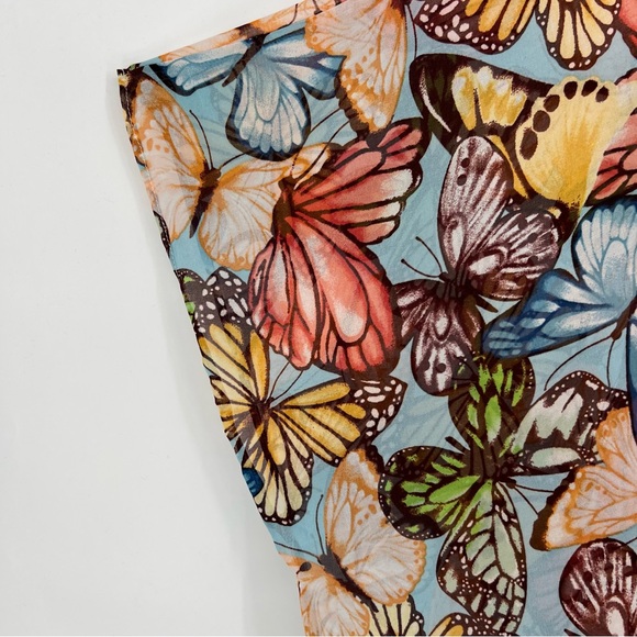 Spin Womens Kimono Plus Size Butterfly Print Multicolored Sheer Flowy NEW - Picture 3 of 8